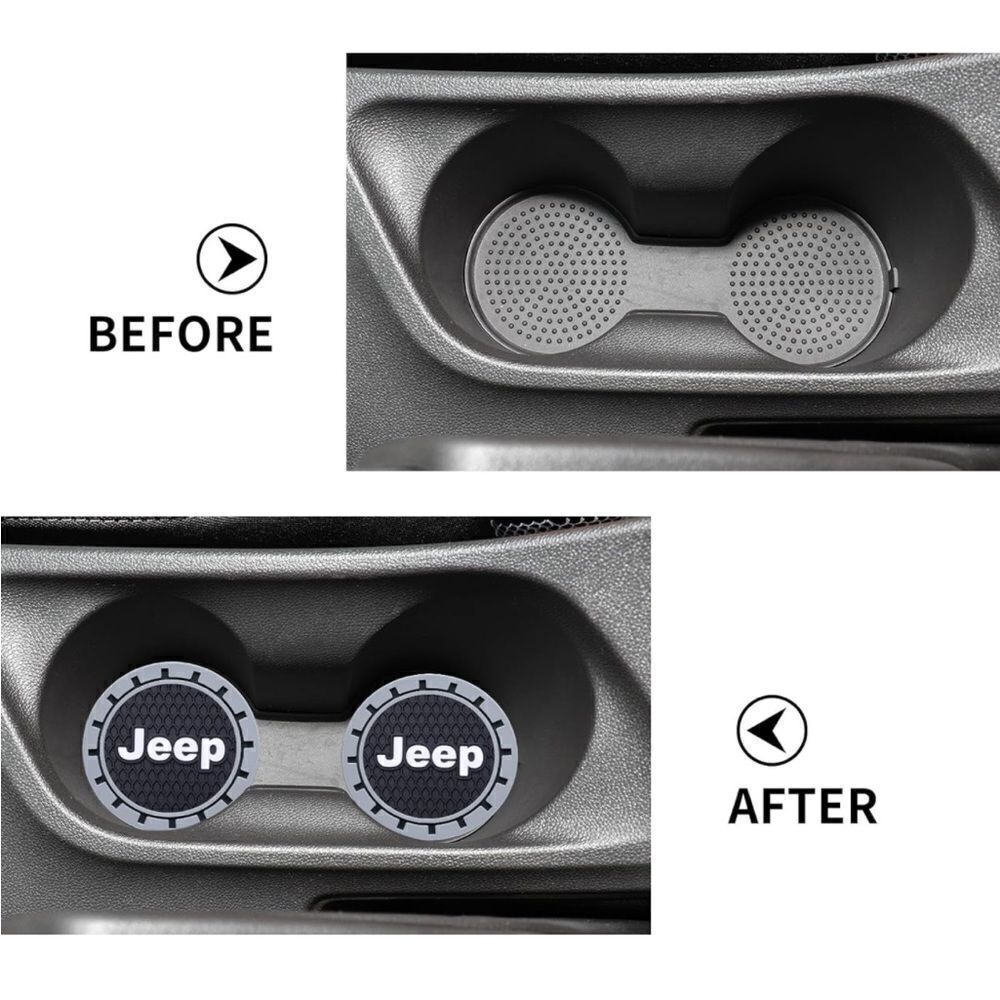 Jeep cup Coasters in black and gray Set of 2 NWT - Picture 4 of 7